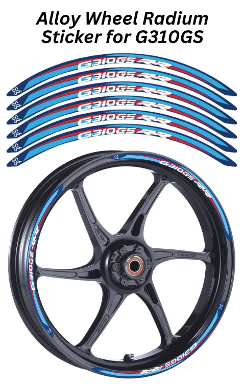 Alloy wheel Radium Sticker for G310 GS | Made in Premium Radium with FPF (Fade Protection Film), Waterproof, Precut Sticker, Pack Of 12